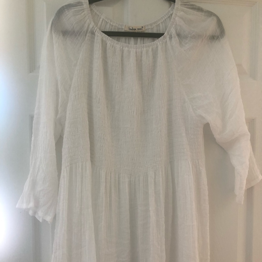 Crinkly White Summer Shirt 2x Indigo Soul
